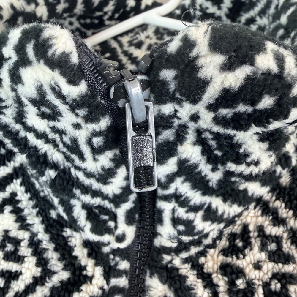 BRITCHES Fair Isle Fleece Zip Up Jacket Black White Blue XL Made in USA Aztec - Picture 5 of 11